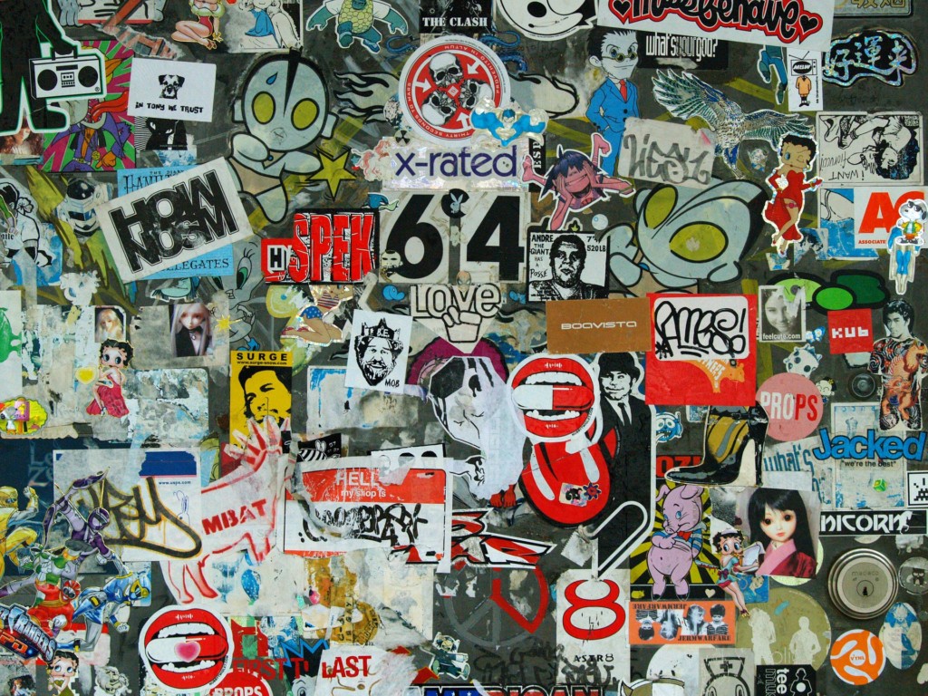 wall of stickers