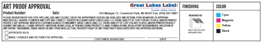 Art Proof Approval bar Great Lakes Label adobe illustrator label design
