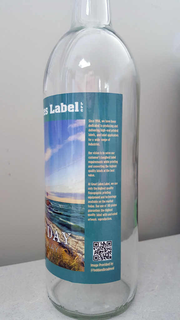 Lake Day Chardonnay wine label with QR code labeling technology and social media link