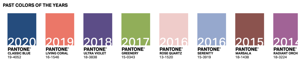 2014-2020 Pantone Color of the year 